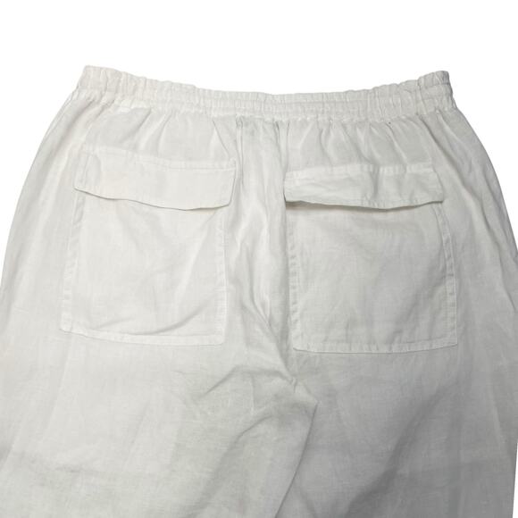 VINCE Womens Small Mid Rise Drawstring Straight Leg White Linen Pants - Picture 5 of 7